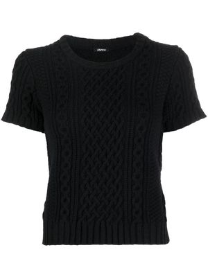 ASPESI argyle-knit short-sleeve top - Black