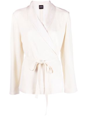 ASPESI belted wrap cardigan - White