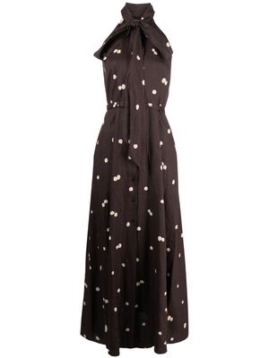 ASPESI bow-detail sleeveless long dress - Brown