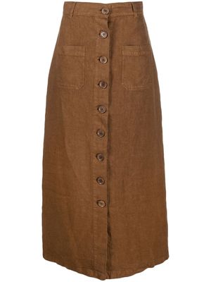 ASPESI buttoned linen midi skirt - Brown