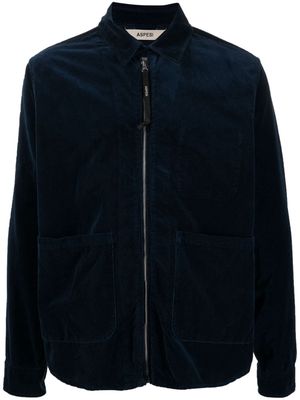 ASPESI classic-collar zip-up shirt - Blue