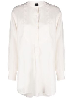 ASPESI collarless linen bib shirt - Neutrals