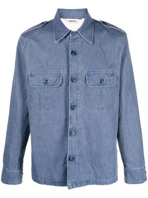 ASPESI cotton-linen blend shirt jacket - Blue