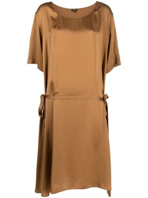 ASPESI drop waist satin finish dress - Brown