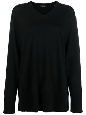 ASPESI fine-knit V-neck jumper - Black