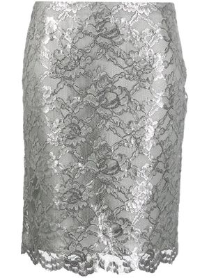 ASPESI floral-lace pencil miniskirt - Grey