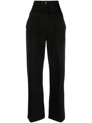 ASPESI high-waist wide-leg cropped trousers - Black