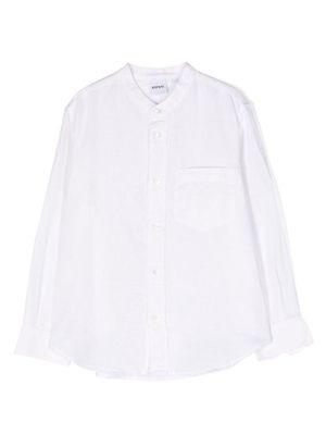 Aspesi Kids band-collar linen blend shirt - White