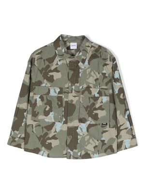 Aspesi Kids camouflage-print two-pocket shirt - Green