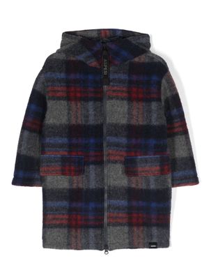 Aspesi Kids check-pattern wool-blend coat - Blue