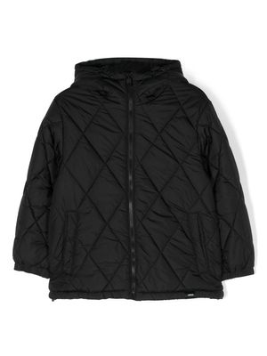 Aspesi Kids diamond-quilted hooded jacket - Black