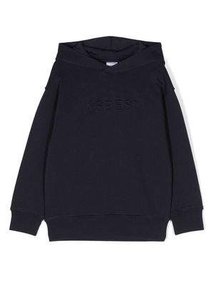 Aspesi Kids embossed-logo cotton jersey hoodie - Blue