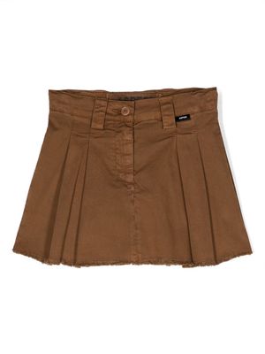 Aspesi Kids frayed-hem pleated skirt - Brown