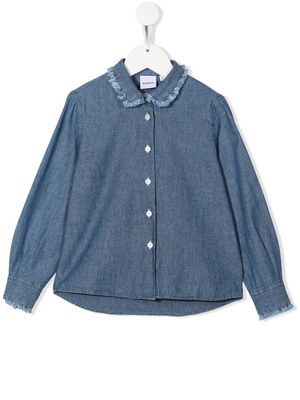 Aspesi Kids frayed-trim buttoned denim shirt - Blue