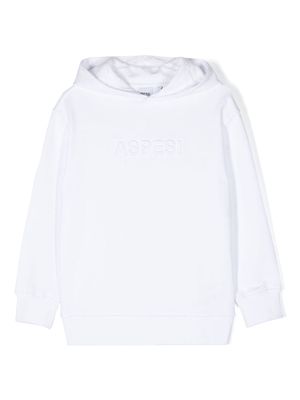 Aspesi Kids logo-embossed cotton hoodie - White