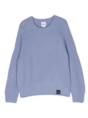 Aspesi Kids logo-patch knitted wool jumper - Blue