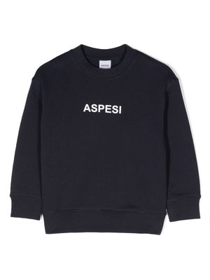 Aspesi Kids logo-print cotton sweatshirt - Blue