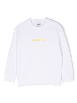 Aspesi Kids logo-print cotton sweatshirt - White