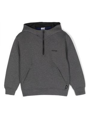 Aspesi Kids logo-print half-zip hoodie - Grey
