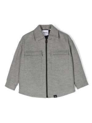Aspesi Kids mélange-effect zip-up shirt jacket - Grey