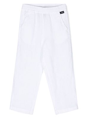Aspesi Kids mid-rise tapered linen trousers - White