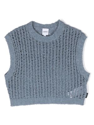 Aspesi Kids open-knit vest - Blue