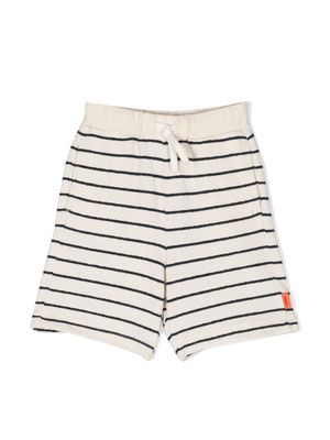 Aspesi Kids stripe-print cotton track shorts - Neutrals