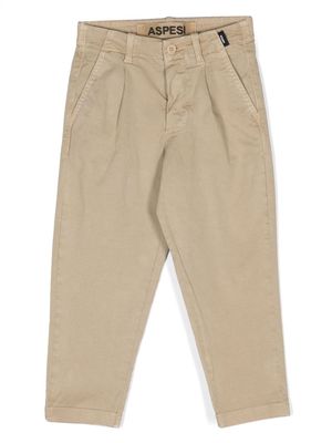 Aspesi Kids tapered-leg cotton trousers - Neutrals