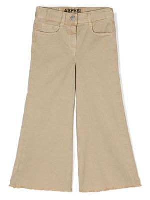 Aspesi Kids wide-leg frayed-hem trousers - Neutrals