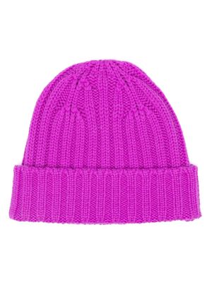 ASPESI logo-tag ribbed-knit beanie - Pink