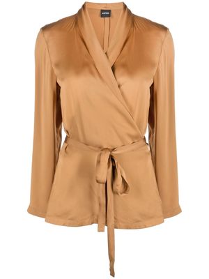 ASPESI long-sleeve wraparound blouse - Brown
