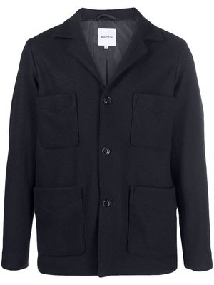 ASPESI notched-collar wool shirt jacket - Blue