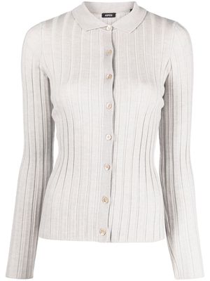 ASPESI rib-knit collared cardigan - Grey