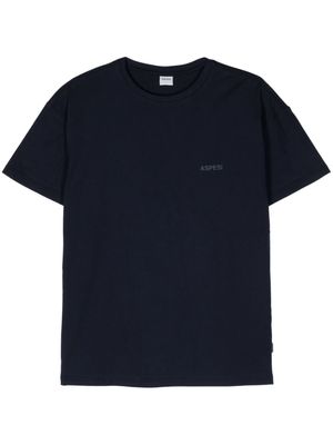 ASPESI rubberised-logo cotton T-shirt - Blue