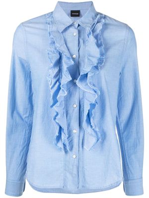 ASPESI ruffle-detailing long-sleeve shirt - Blue