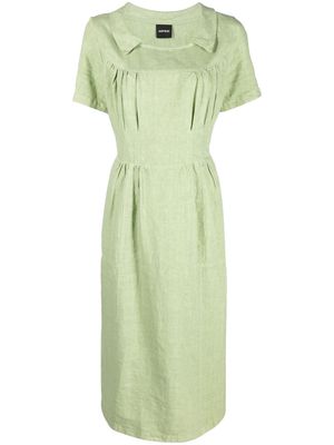 ASPESI short-sleeve linen midi dress - Green