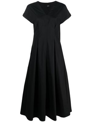ASPESI short-sleeve pleated long dress - Black