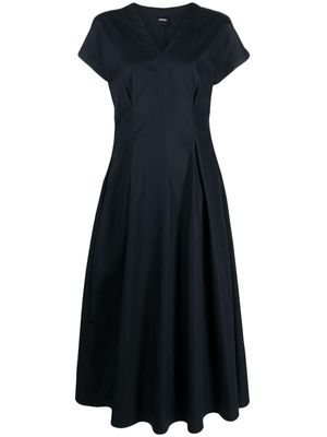ASPESI short-sleeve pleated long dress - Blue