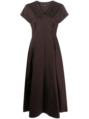 ASPESI short-sleeve pleated long dress - Brown