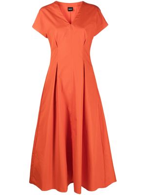 ASPESI short-sleeve pleated long dress - Orange