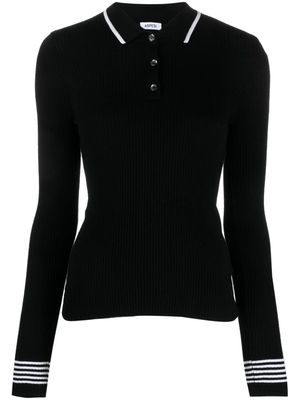 ASPESI stripe-detail ribbed-knit jumper - Black