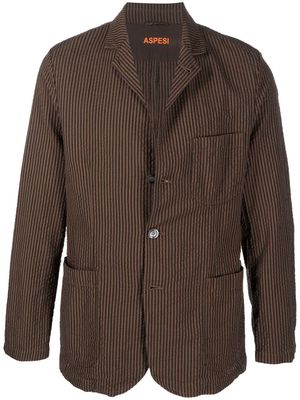 ASPESI stripe-print buttoned-up blazer - Brown