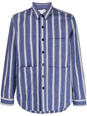 ASPESI striped cotton-linen blend shirt - Blue