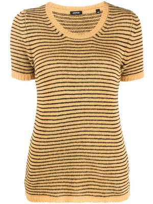 ASPESI striped-knit virgin wool T-shirt - Yellow