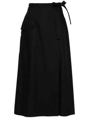 ASPESI wrap cotton midi skirt - Black