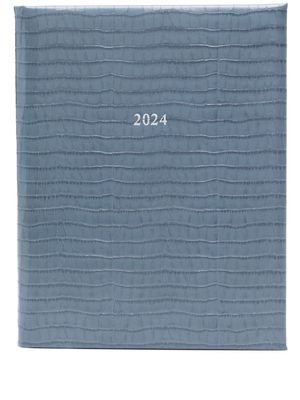 Aspinal Of London 2024 A4 Day to Page leather diary - Blue