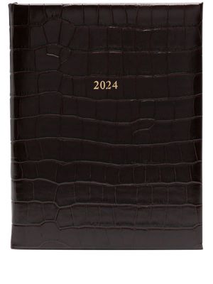 Aspinal Of London 2024 A4 Day to Page leather diary - Brown