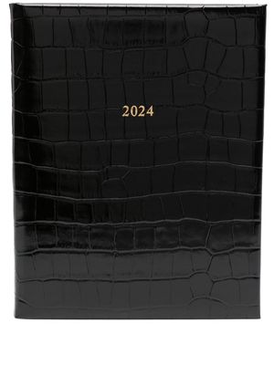 Aspinal Of London 2024 A4 Quarto embossed-crocodile diary - Black