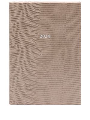 Aspinal Of London 2024 A5 Day to Page leather diary - Neutrals