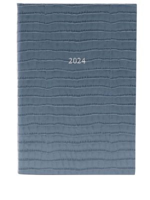 Aspinal Of London 2024 A5-sized crocodile-effect diary - Blue